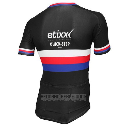 2015 Fahrradbekleidung UCI Weltmeister Lider Quick Step Shwarz Trikot Kurzarm und Tragerhose
